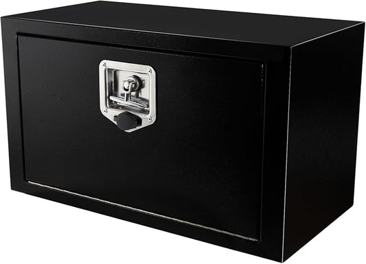 24 Inch Underbody Truck Tool Box with T-Handle Lock,Heavy Duty Truck Storage Organizer Tool Box Chest For Storage Smooth Surface Waterproof, 24"x 12"x 14" inch Black