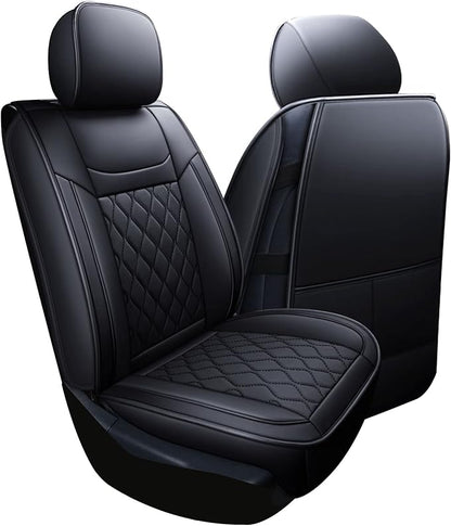 Huidasource Grand Cherokee Seat Covers, 2 Pieces Waterproof Leather Customized Car Seat Cushion Covers Protectors Compatible with Jeep Grand Cherokee 2011-2022 (2Pcs Front/Black)