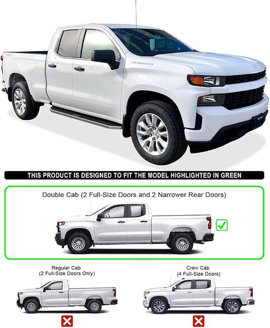 APS Polished Running Boards Compatible with Silverado Sierra 1500 2019-2026 Extended Cab & 2500 3500 2020-2026 (Exclude 19 1500 LD)(Silverado 1500 LTD Sierra 1500 LD 2022) 304 Stainless Steel