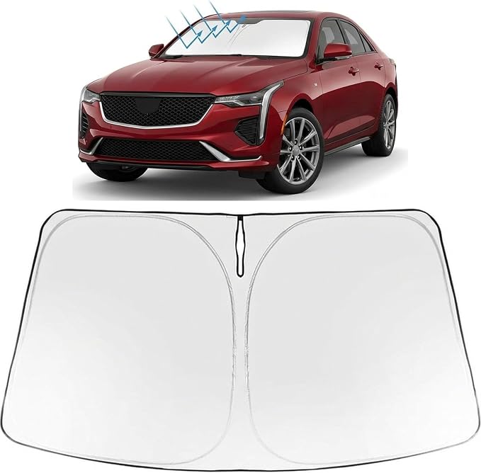 Proadsy Windshield Sun Shade for Cadillac CT4 2020-2026 Foldable Front Sunshade Protector Sun Visor Blocks UV Rays Keep Car Cooler Accessories