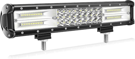 Willpower 15 inch 216W Triple Row Flood Spot Combo Beam Led Bar Driving Boat Off Road Lights for Jeep SUV Truck ATVs (15 inch)
