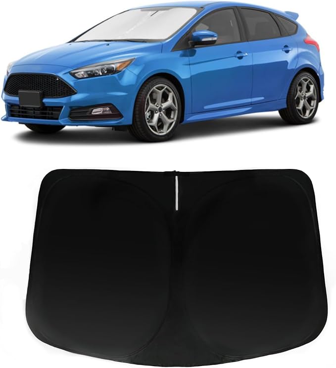 Windshield Sun Shade for 2012-2018 Ford Focus, Car Front Window Sunshade with 240T Sun Visor Protector Blocks UV Rays Heat Sun Shield Accessories