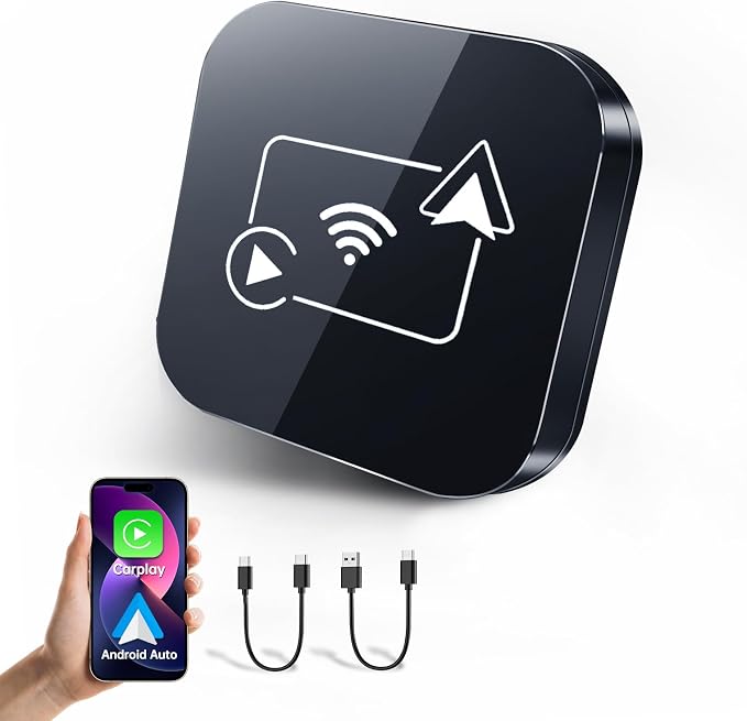 Wireless Carplay Adapter for Apple iPhone 2024 Upgrade 2 in 1 Mini Car Play Dongle Converts Wired Carplay/Android Auto to Wireless Plug and Play Low Latency for Cars from 2016