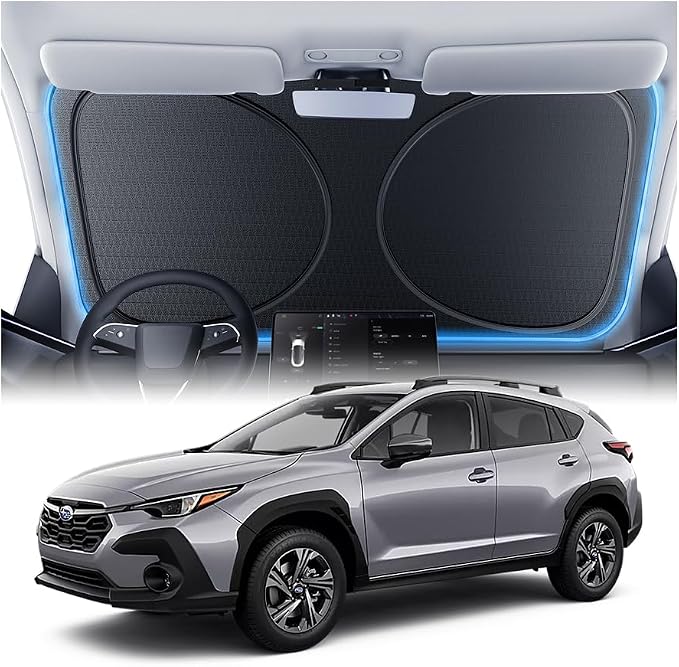 Windshield Sun Shade for Subaru Crosstrek/Outback 2000-2026, Custom Fit Sunshade, 100% UV Block & Heat Insulation, Foldable Car Sunshade with Storage Bag, Protect Interior Accessories