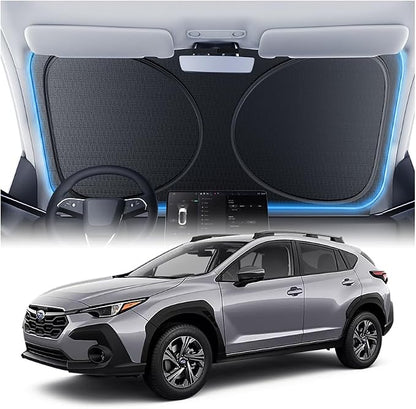 Windshield Sun Shade for Subaru Crosstrek/Outback 2000-2026, Custom Fit Sunshade, 100% UV Block & Heat Insulation, Foldable Car Sunshade with Storage Bag, Protect Interior Accessories