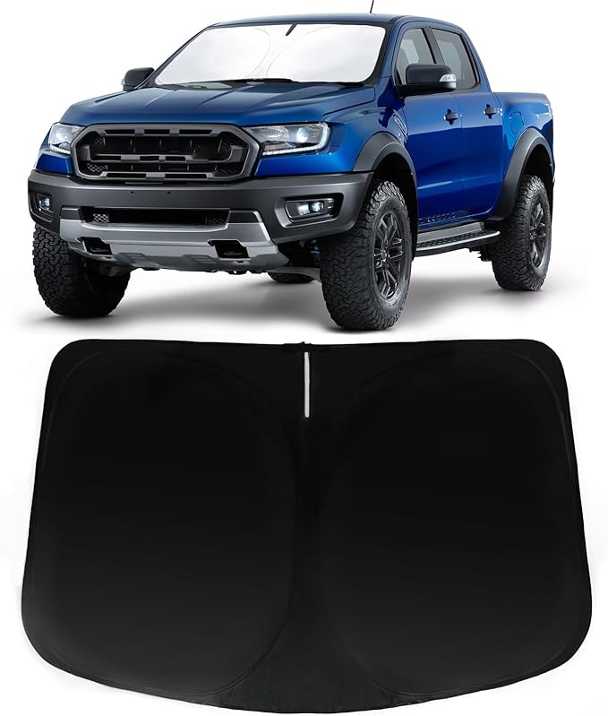 Windshield Sun Shade for 2019-2026 Ford Ranger (XL, XLT, Lariat), Car Front Window Sunshade with 240T Sun Visor Protector Blocks UV Rays Heat Sun Shield Accessories