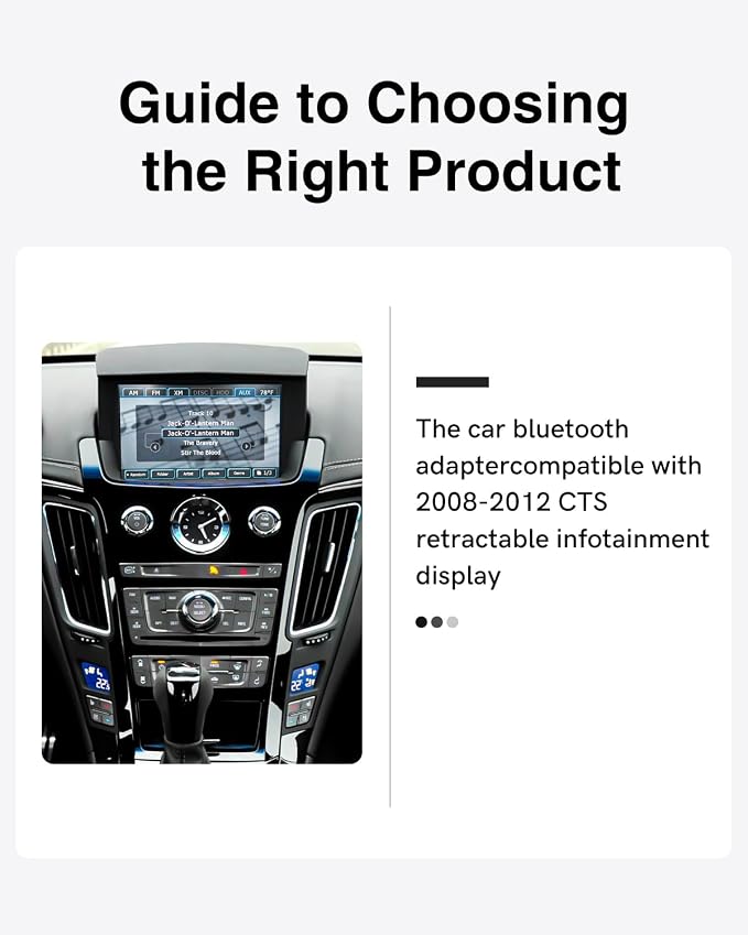 Car Bluetooth Adapter Compatible for 2008-2012 Cadillac CTS with AUX+USB Port,High-Resolution Audio Bluetooth Receiver iPod Music Sourse