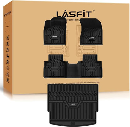 LASFIT Floor Mats & Cargo Mat for Nissan Rogue 2021-2026 (Not Fit Rogue Sport), Custom Fit All Weather TPE Floor Liners for Nissan Rogue S/SV/SL/Platinum 2021-2026 Full Set Car Mats & Trunk Mat, Black