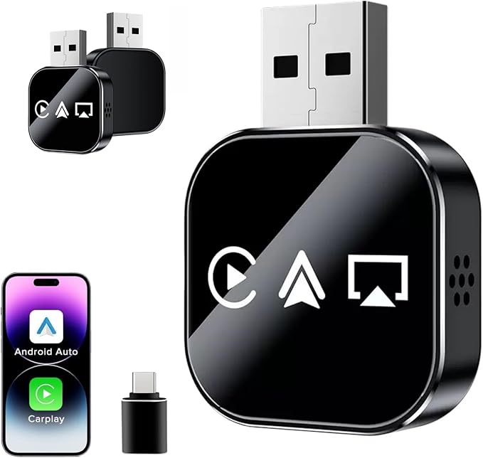 2026 Upgrade 3 in 1 Screen Mirroring for iOS Android Phone,Wired to Wireless Screen Mirroring Carplay Adapter for Car,Mirror Link Auto Adapter with 2.4/5Ghz WiFi & Bluetooth 5.0
