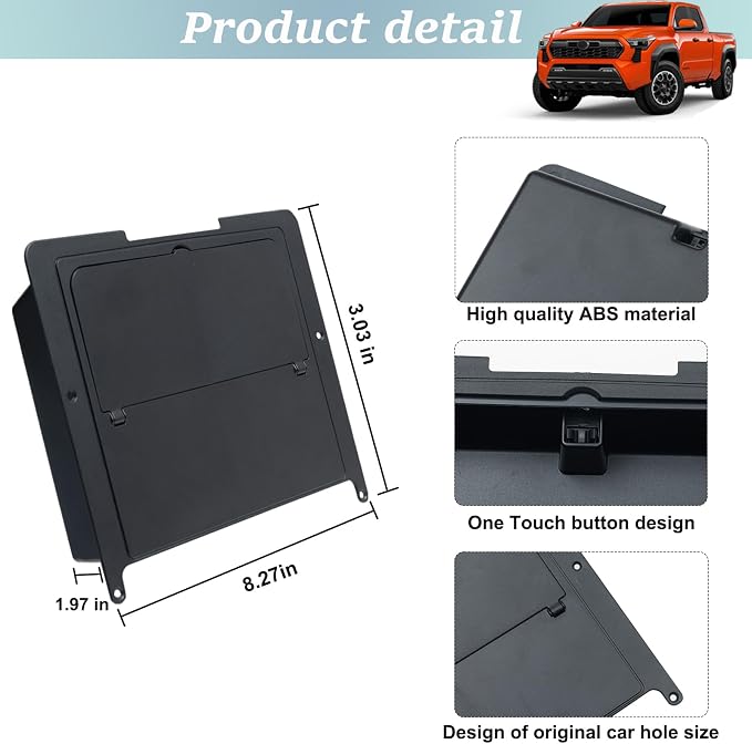 JKCOVER Center Console Hidden Box Organizer Compatible with 2024 2025 2026 Toyota Tacoma Accessories Armrest Secret Compartment Press to Open and Close（Patented Design）