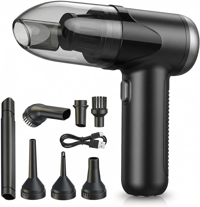 TEZILON Cordless Handheld Car Vacuum Cleaner 3-in-1 High Suction Portable Rechargeable Mini Vacuum, USB Charging, HEPA Filtration, 26Min Runtime, Lightweight for Car Interior Home Office Pet Hair