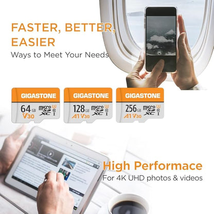 GIGASTONE 64GB Micro SD Card 2-Pack, V30 4K Video Recording, Surveillance, Security Camera, Dash Cam, Drone, 95MB/s MicroSDXC Memory Card UHS-I Class 10, with Adapter