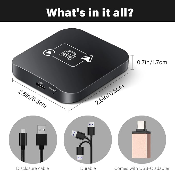 Wireless CarPlay Adapter 2 IN 1 Plug and Play Wired to Wireless Car Play Adapter Android Auto Dongle, Aux Compatible All Car Models Smart Carplay Box Support iPhone 6+/iOS 10+/Android 11.0+
