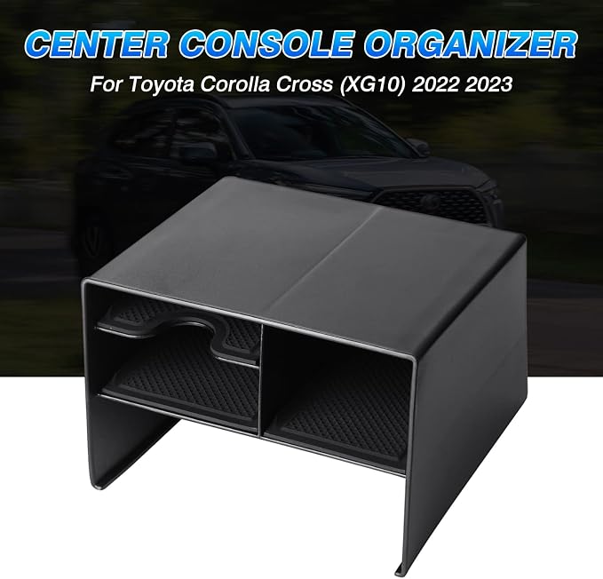 Autorder Center Console Organizer for Toyota Corolla Cross 2022-2025 Without Wireless Charger Accessories Armrest Storage Box Secondary Insert Tray Black(Not for Corolla)