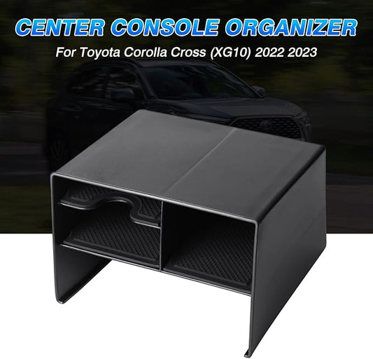 Autorder Center Console Organizer for Toyota Corolla Cross 2022-2025 Without Wireless Charger Accessories Armrest Storage Box Secondary Insert Tray Black(Not for Corolla)