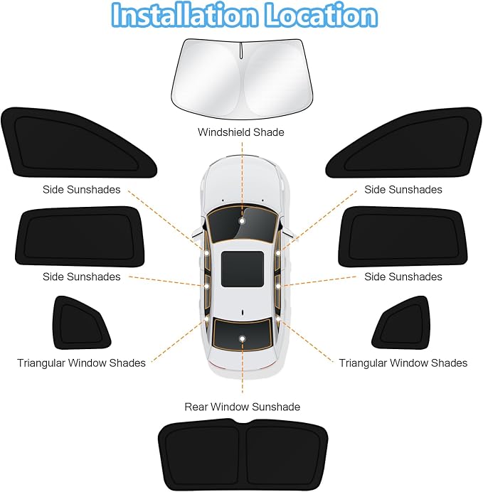 KUST Car Window Shades for Volkswagen Tiguan 2018 2019 2020 2021 2022 2023 Windshield Sun Shade Side Window Cover UV Block Privacy Protection Accessories for Camping Blackout Rear Back Full Set 8PCS