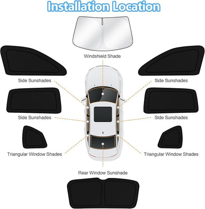 KUST Car Window Shades for Volkswagen Tiguan 2018 2019 2020 2021 2022 2023 Windshield Sun Shade Side Window Cover UV Block Privacy Protection Accessories for Camping Blackout Rear Back Full Set 8PCS