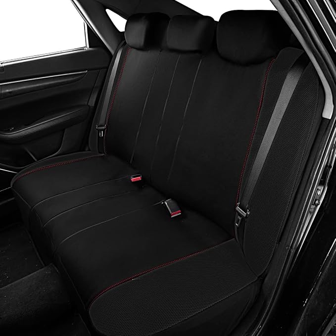 Flying Banner Butterfly car seat Covers ful Set Fashion Universal Lady Woman Female Rear Bench Split Colorized (Full Set, Red Black)