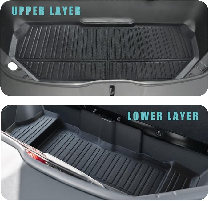 BestEvMod Compatible with Rivian R1T R1S All-Weather Front Trunk Mat TPE Material Rubber Cargo Liner Rivian R1T R1S 2022 2023 2024 Accessories (Upper + Lower Layer)