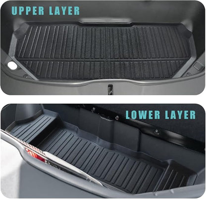BestEvMod Compatible with Rivian R1T R1S All-Weather Front Trunk Mat TPE Material Rubber Cargo Liner Rivian R1T R1S 2022 2023 2024 Accessories (Upper + Lower Layer)