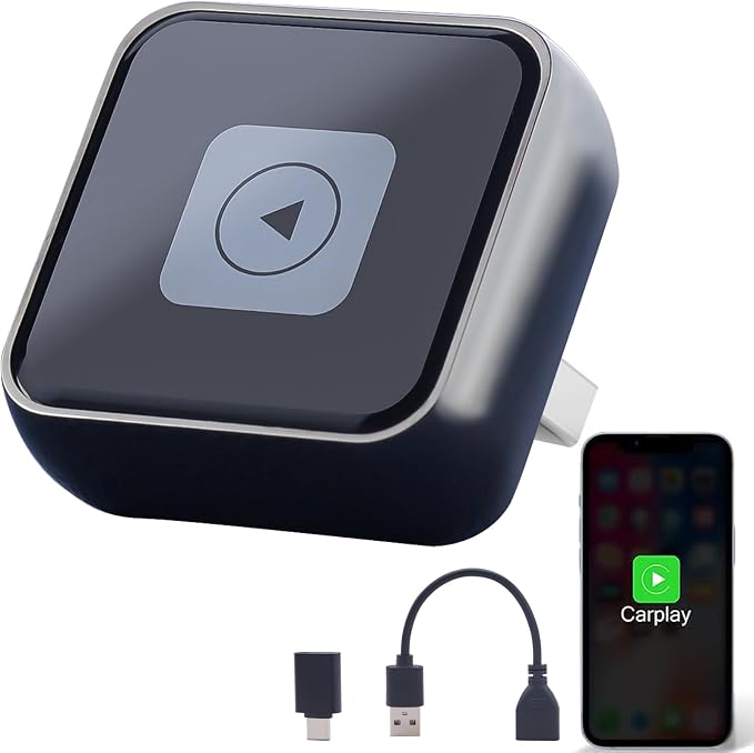 Wireless Carplay Adapter(2025 Upgrade), Plug and Play, Convert Wired to Wireless Bluetooth Carplay Adapter for iPhone - No Latency -Mini Size