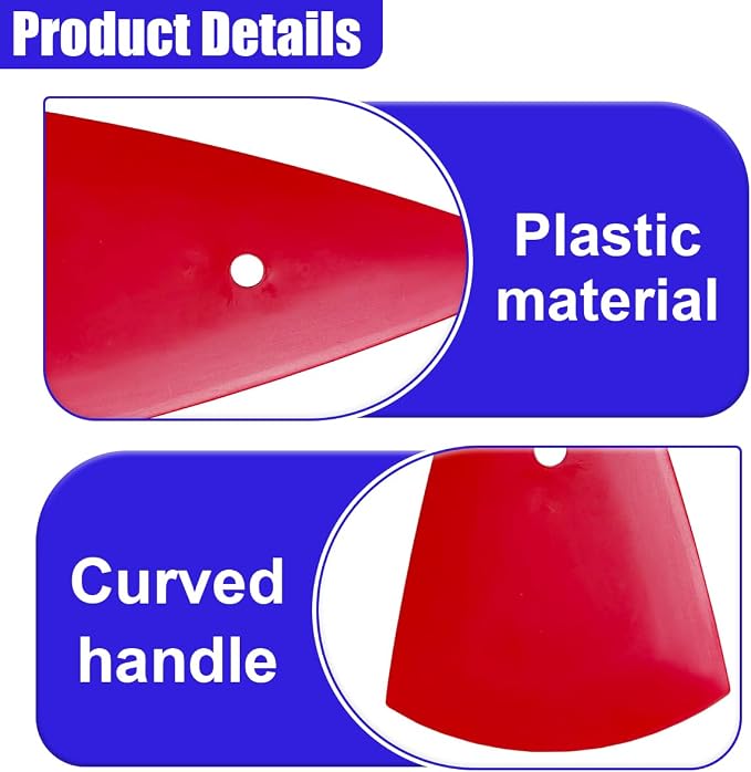 2PCS Triangle Squeegee Car Tint Squeegee, Go Corner Contour Vinyl Wrap Scraper, Fine-Edge Window Tint Tool for PPF Vinyl Wrap, Wallpaper, Decal Sticker Installation(Red)