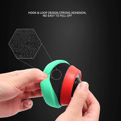 Green T120 Heavy-Cut Polishing Foam Pad, SPTA 1Pc 3.5 Inch Face for 3 Inch 80mm Backing Plate Compound Buffing Sponge Pads for Car Buffer Polisher Compounding, Polishing and Waxing -FPTSS3G