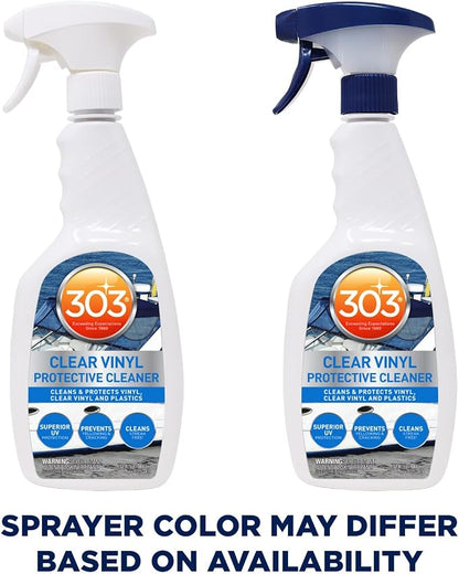 Cleans and protects clear marine vinyl while helping prevent yellowing, hazing, and cracking.