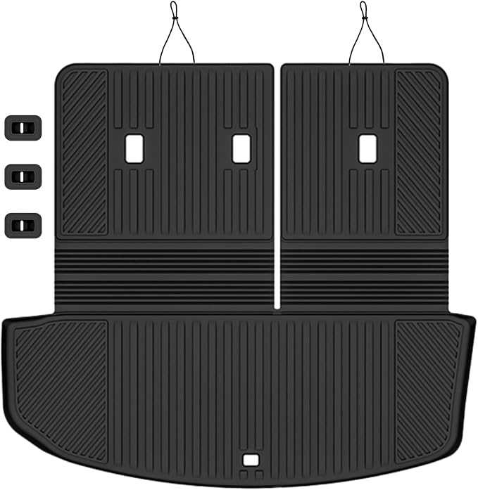 Auxko All Weather Cargo Mat & Back Seat Protector Fit for Hyundai Palisade 2026 7&8 Seaters TPE Rubber Trunk Liner Accessories Odorless Anti-Slip Cargo Tray