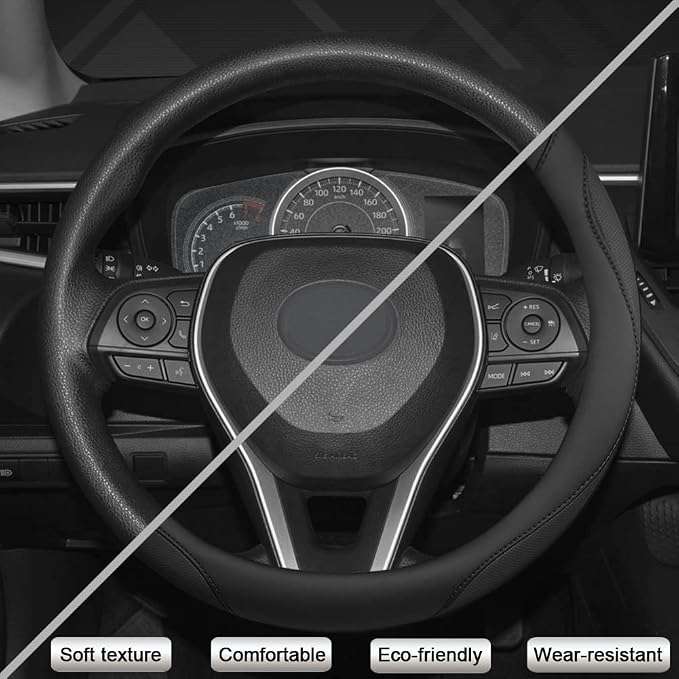 West Llama Customized Auto Car Steering Wheel Cover for Toyota Tacoma,4Runner,Tundra,Sequoia,15.5-16 inch (Black-Large Size)