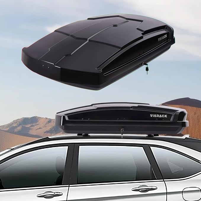 Hard Shell Rooftop Cargo Carrier with Roof Box, Heavy Duty Weatherproof 15.5 Cubic Feet Rooftop Cargo Carrier for Car Storage, Black