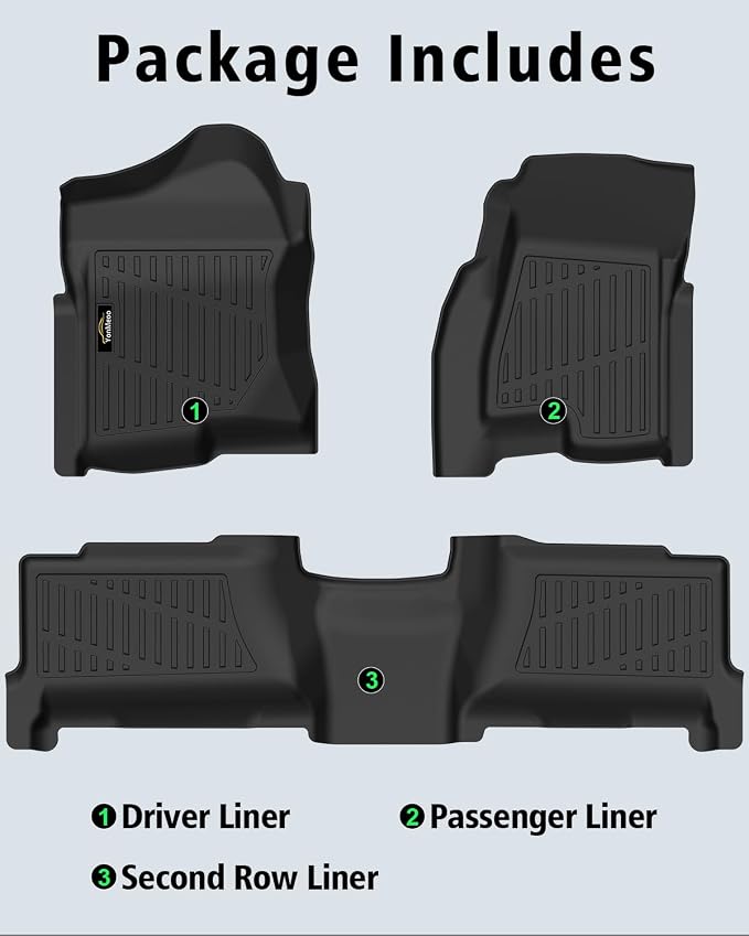 Floor Mats 1999-2006 for Chevy Silverado & GMC Sierra Crew Cab 1500 2500 2500HD 3500HD, 2007 Silverado GMC Sierra Classic Body, 2000-2006 Suburban/Yukon XL/Escalade ESV (2nd Row Bench Seat Only)