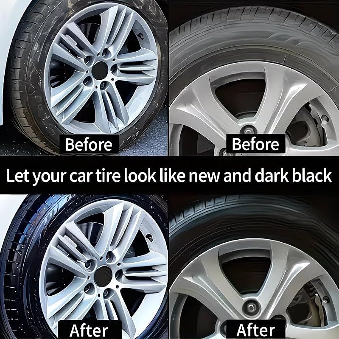 Black Trim Restorer,Plastic Restorer for Cars,Tire Polishing Paste,Car Tire Shine with Sponge,Wheel Cleaning Refurbish Wax,Long-Lasting UV Protection Shine Applicator for Truck Car Accessories