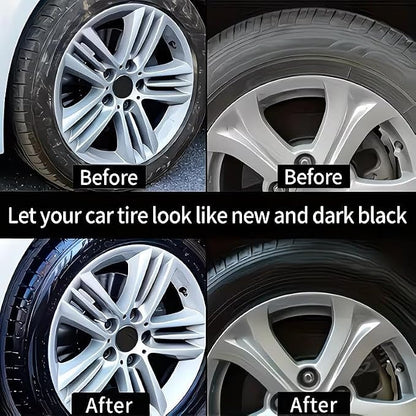 Black Trim Restorer,Plastic Restorer for Cars,Tire Polishing Paste,Car Tire Shine with Sponge,Wheel Cleaning Refurbish Wax,Long-Lasting UV Protection Shine Applicator for Truck Car Accessories
