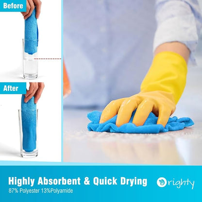Orighty Microfiber Cleaning Cloth, 100 Pack Microfiber Towels for Cars, Multi-Purpose Shop Towels Cleaning Rags Bulk for Car, Home, Kitchen, 11.5’’ x 11.5’’, Blue