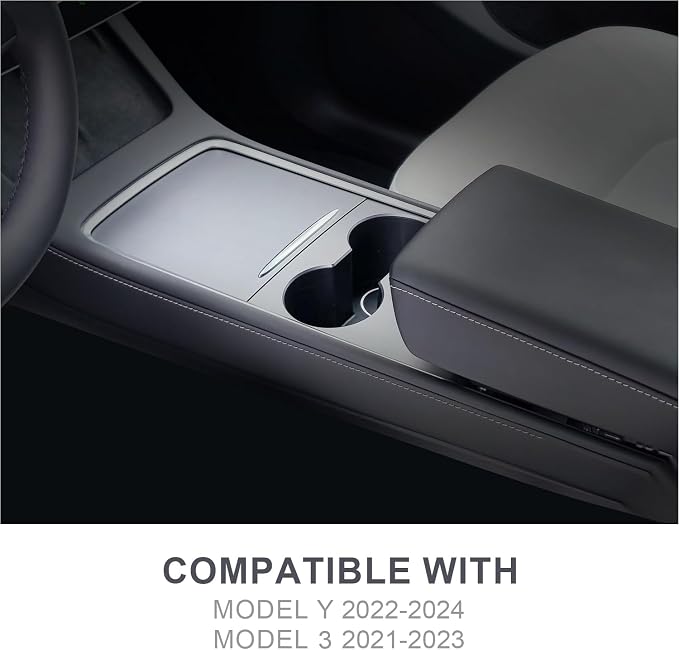 JVMA Backlight Center Console Organizer Tray Slide Transparent PC Upgrade | for Tesla Model Y 2021-2024 and Tesla Model 3 2021 2022 2023 Accessories 3 Carbon Edition
