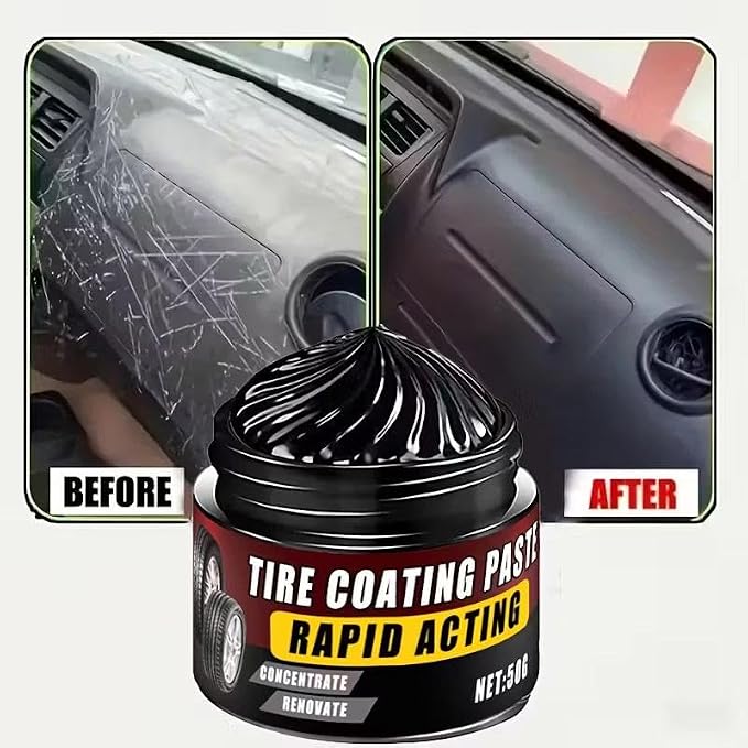 Premium Tire Coating & Trim Restorer,Bring Back the Original Deep Black Shine to Rubber and Plastic,Long-Lasting Ceramic Coating & UV Protection,TireCoating Paste for Car Tire Plastic Trim Care