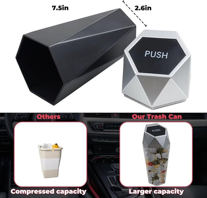 BFXM Car Trash Can with Lid, Garbage Bin for Women, Cute Interior Accessories for Seat Cup Holder, Organization Car Must Haves Essentials Mini Trash Can with Garbage Bag
