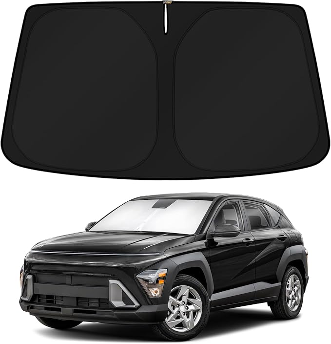 KUST Windshield Sun Shade for 2024 2025 2026 Hyundai Kona Accessories Custom Fit Sunshade Sun Protector Foldable Blocks UV Rays Keep Cars Cooler