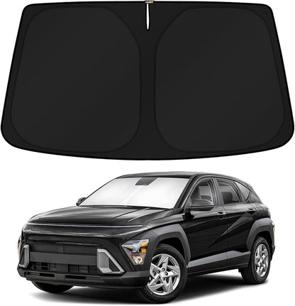 KUST Windshield Sun Shade for 2024 2025 2026 Hyundai Kona Accessories Custom Fit Sunshade Sun Protector Foldable Blocks UV Rays Keep Cars Cooler