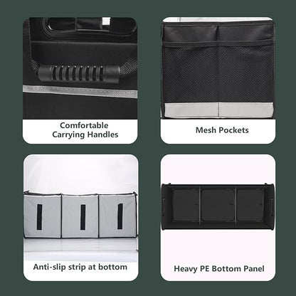 AOPHY Trunk Organizer for Car, 95L Large Capacity Storage with Non-Slip Bottom Strips and 2 Retractable Straps, Cargo Organizer for Suv, Truck, Sedan, Waterproof Portable Car Organizers for Women Men
