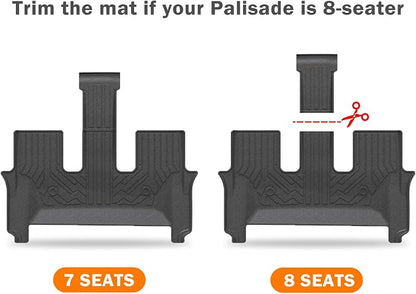 KUST Floor Mats Set for 2026 Hyundai Palisade 7/8 Seats (Gas Only), All Weather Floor Liners & Rear Trunk Mat & Backrest Mat for Palisade Accessories TPE Rubber Car Mats High Edge