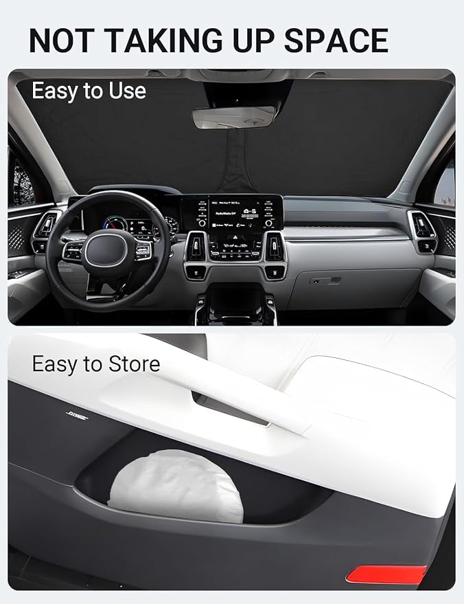Proadsy Windshield Sun Shade for Kia Sorento 2021-2025 2026 4-Layer Foldable Front Sunshade Protector Sun Visor Blocks UV Rays Keep Car Cooler