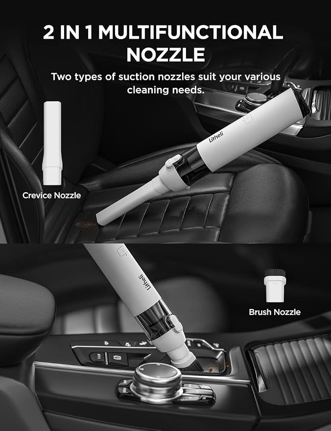 LiTHELi Handheld Vacuum Cleaner Cordless,10000Pa Suction Power with Rechargeable U Battery Ultra Lightweight Mini Car Vacuum