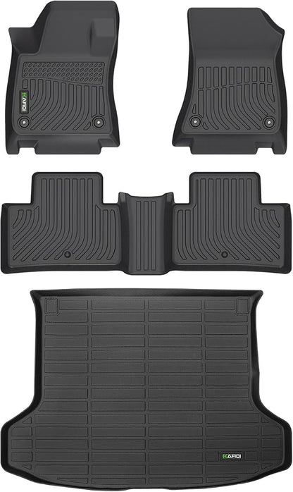 Floor Mats & Cargo Liner Custom for 2019-2025 Infinit QX50 / 2022-2025 QX55 All Weather Protection TPE Heavy Duty Non-Slip Automotive Floor Liners Fits Full Set Accessories, Black