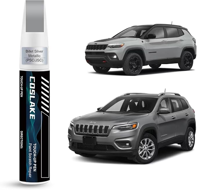 Car Touch Up Paint(Billet Silver Metallic(PSC/JSC)) for Jeep, Car Paint Scratch Repair Kit, Quick & Easy Solution to Repair, 2 in 1 Scratch Remover Pen with Color-Matched