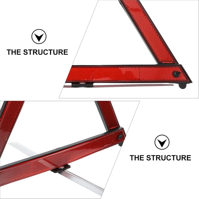 PRETYZOOM 2pcs Car Warning Triangle Signs Reflective Auto Safety Triangles with Folding Design for Roadside Emergency and Vehicle Breakdown Safety