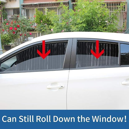 Ovege Car Side Window Sun Shade Car Curtain Pleated Silky Suction Magnetic (Black-Opaque, Front Seat 2pcs)