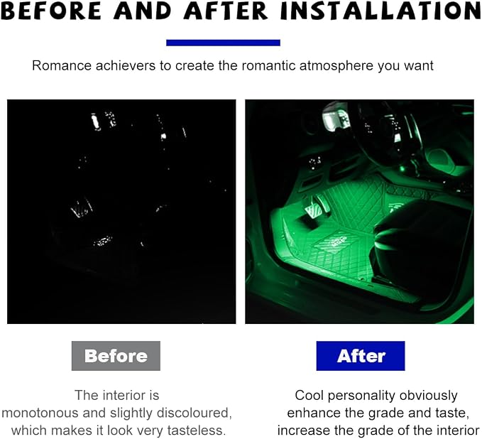 povtii Car LED Strip Light, 24 LED RGB Auto Under Dash Interior Atmosphere Lights, Cigarette Lighter Decorative Lamp Ambient Night Light, Universal Lighting Kit Car Accessories (Green)