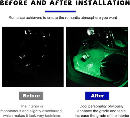 povtii Car LED Strip Light, 24 LED RGB Auto Under Dash Interior Atmosphere Lights, Cigarette Lighter Decorative Lamp Ambient Night Light, Universal Lighting Kit Car Accessories (Green)